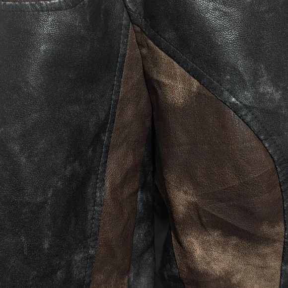 Fashion Nova Two-Tone Faux Leather Moto Jacket Medium Cropped Y2K Streetwear Z - Picture 7 of 10